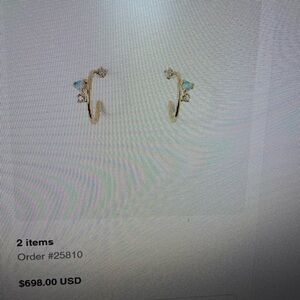 Wwake opal and diamond mini hoops